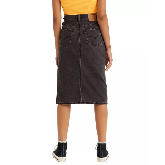 Levi's Washed Noir Black Denim Pencil Midi Skirt Size 27 - 2865 - Picture 3 of 13